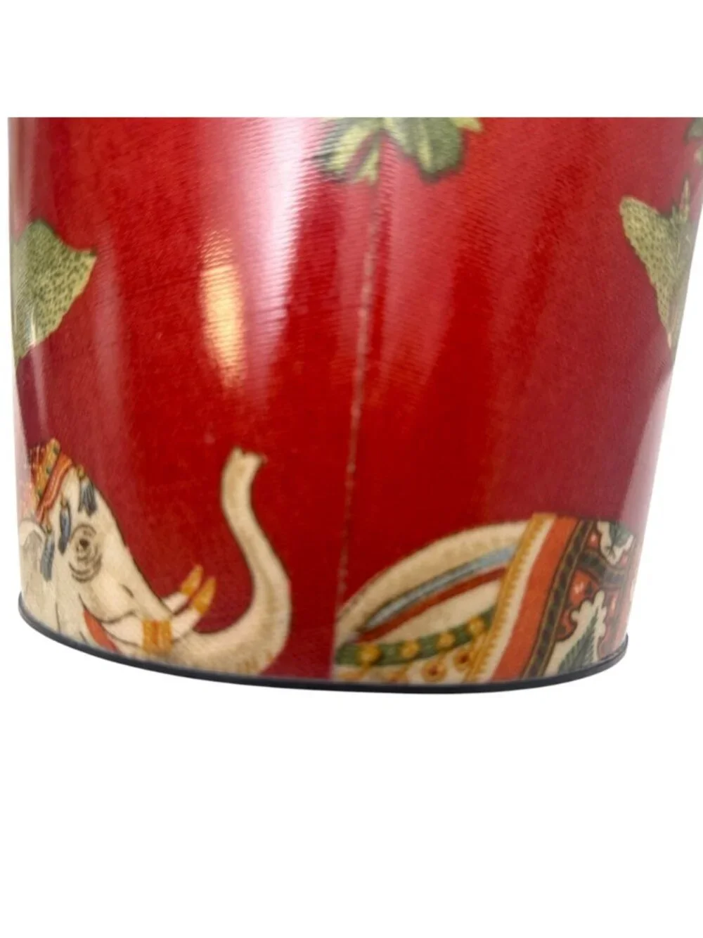 Luxury Wastebasket Red Elephant and Palms Scallop Top 10